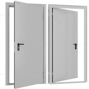 Дверь DoorHan/880/2050/Техническая/одност./глухая/глад./глад./RAL7035/прав./угл. рама, DTG/880/2050/7035/R/N
